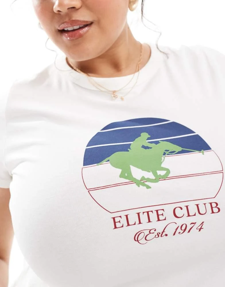 ASOS ASOS DESIGN Curve baby tee with riders club graphic in white 3