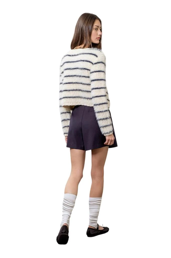 Shop Cozy Striped Cardigan In Navy/white on Sale at BeyondStyle
