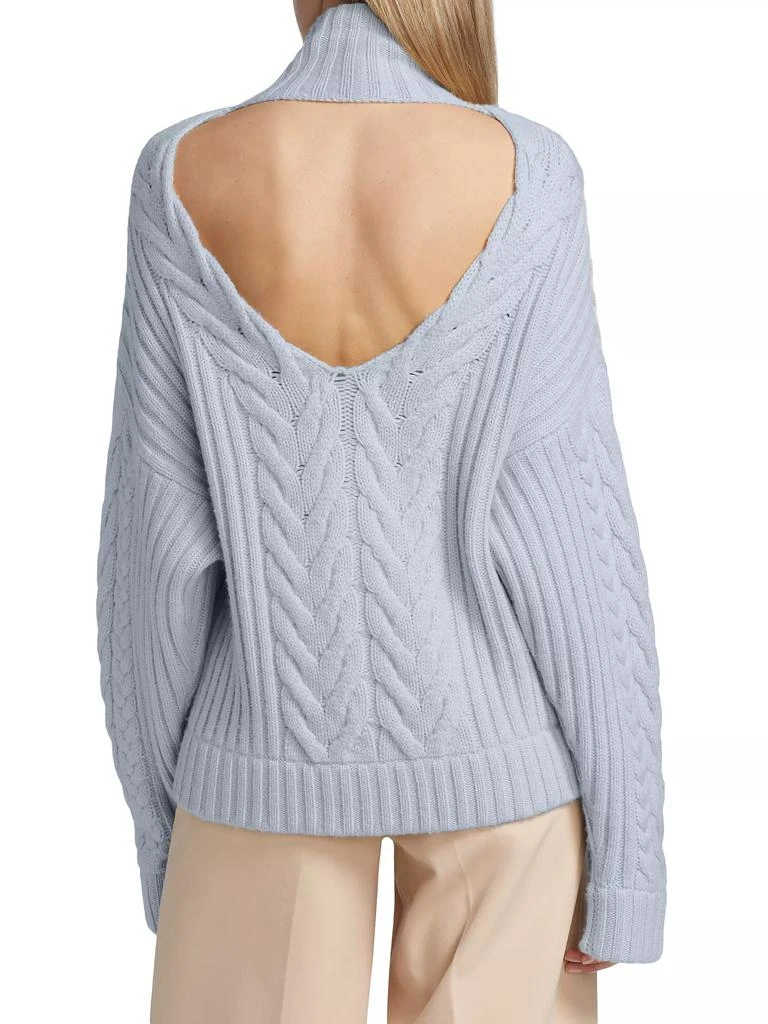 Naadam Wool-Cashmere Open-Back Cable Quarter-Zip Sweater 5