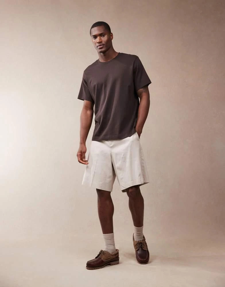 ASOS ASOS DESIGN smart linen blend bermuda shorts in stone 2