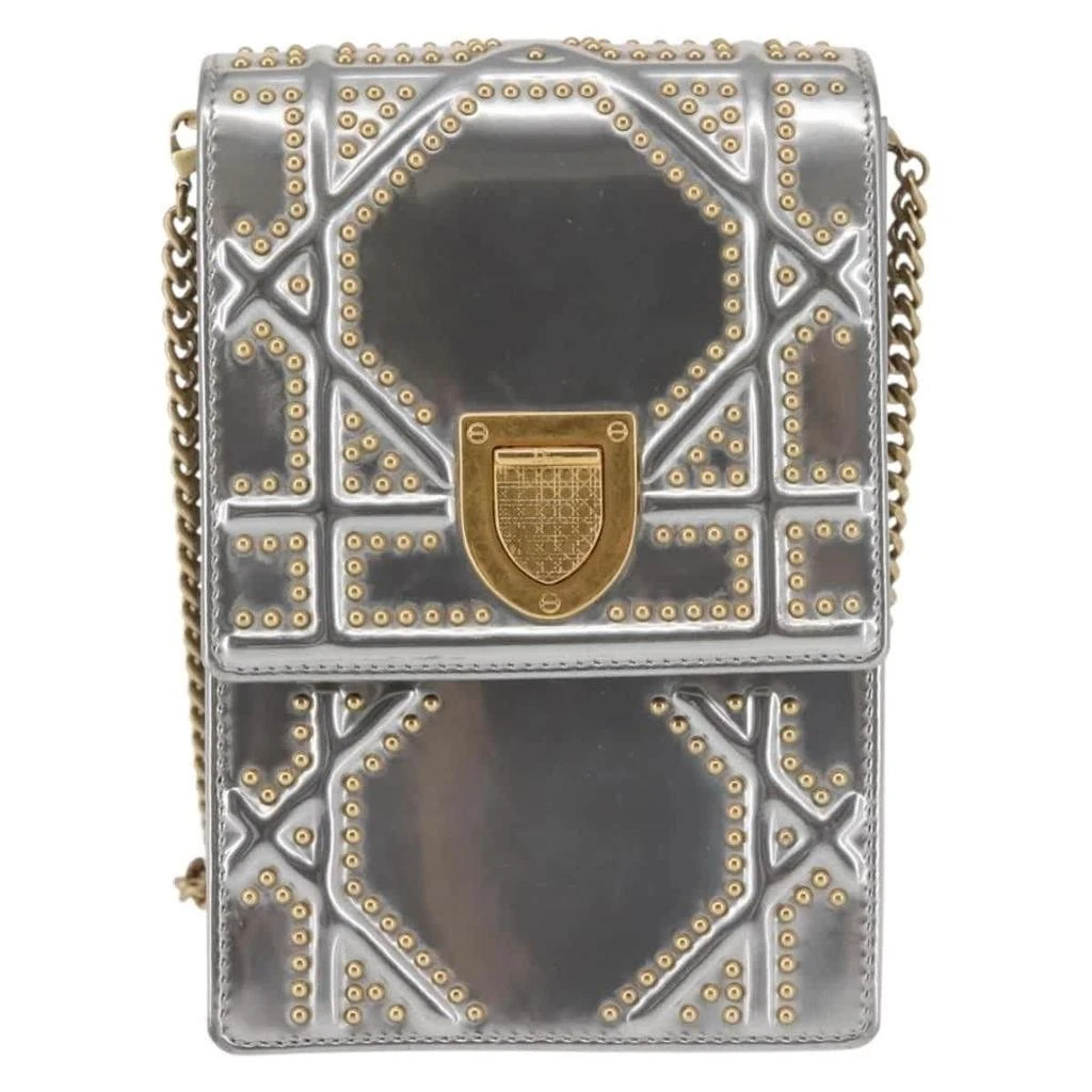 Dior Ultra Matte Diorama Vertical Clutch On Chain Studded Leather Patent_Leather Clutche 
Pouche Bag (Pre-Owned)