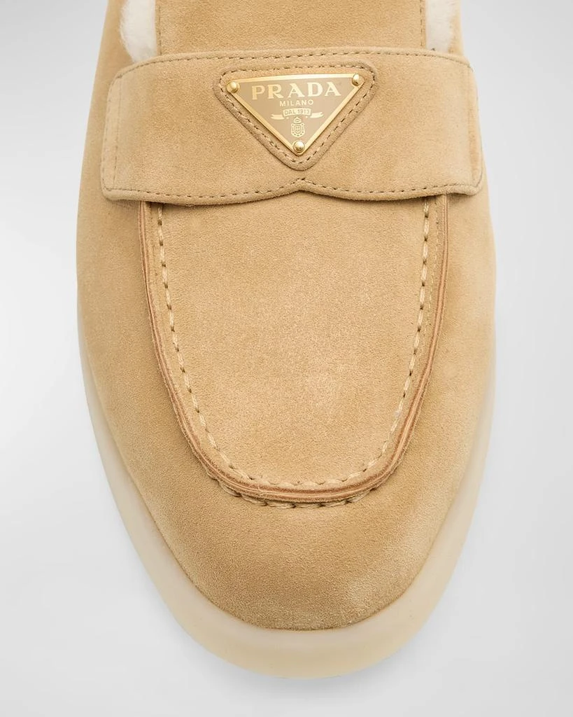 Prada St Tropez Suede Shearling Loafers - Single Shoes  display picture 1