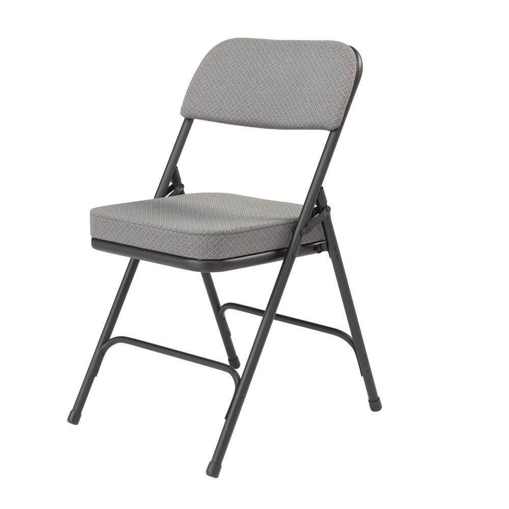 National Public Seating NPS 3200 Series Premium 2" Fabric Upholstered Double Hinge Folding Chair, Charcoal Grey (Pack of 2)