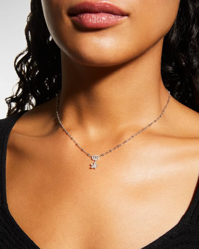Gucci 18k White Gold Diamond Flower Necklace w/ Micro Pearls 3