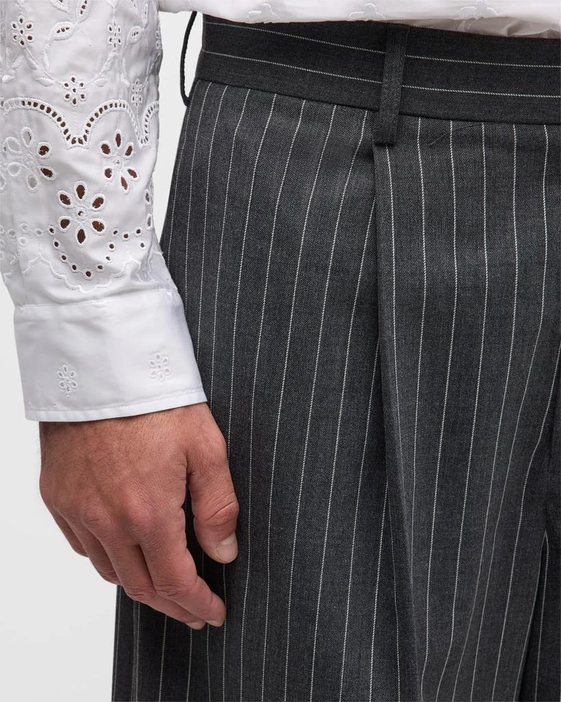 Simone Rocha Men's Wide-Leg Pinstripe Trousers 4
