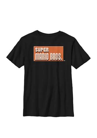 Nintendo Super Mario Orange Boxed Logo Crew Graphic T Shirt