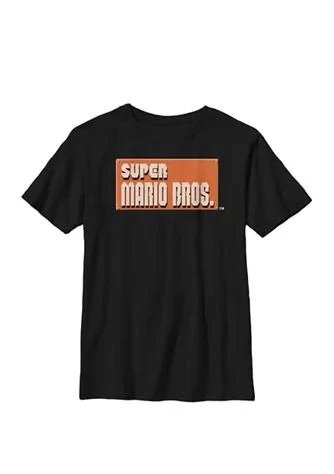 Nintendo Super Mario Orange Boxed Logo Crew Graphic T Shirt 1