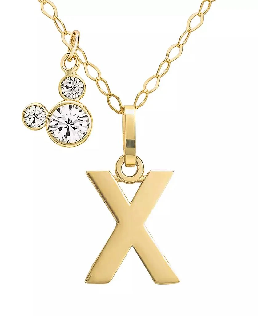 Disney Mickey Mouse Initial Pendant 18" Necklace with Cubic Zirconia in 14k Yellow Gold 1