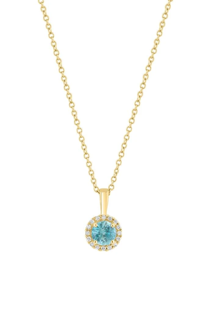 Effy Blue Zircon & Diamond Pendant Necklace - 0.06ct. 1