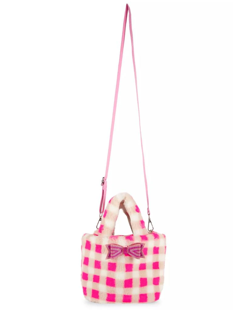 Bari Lynn Bow Checkered Tote Bag 3