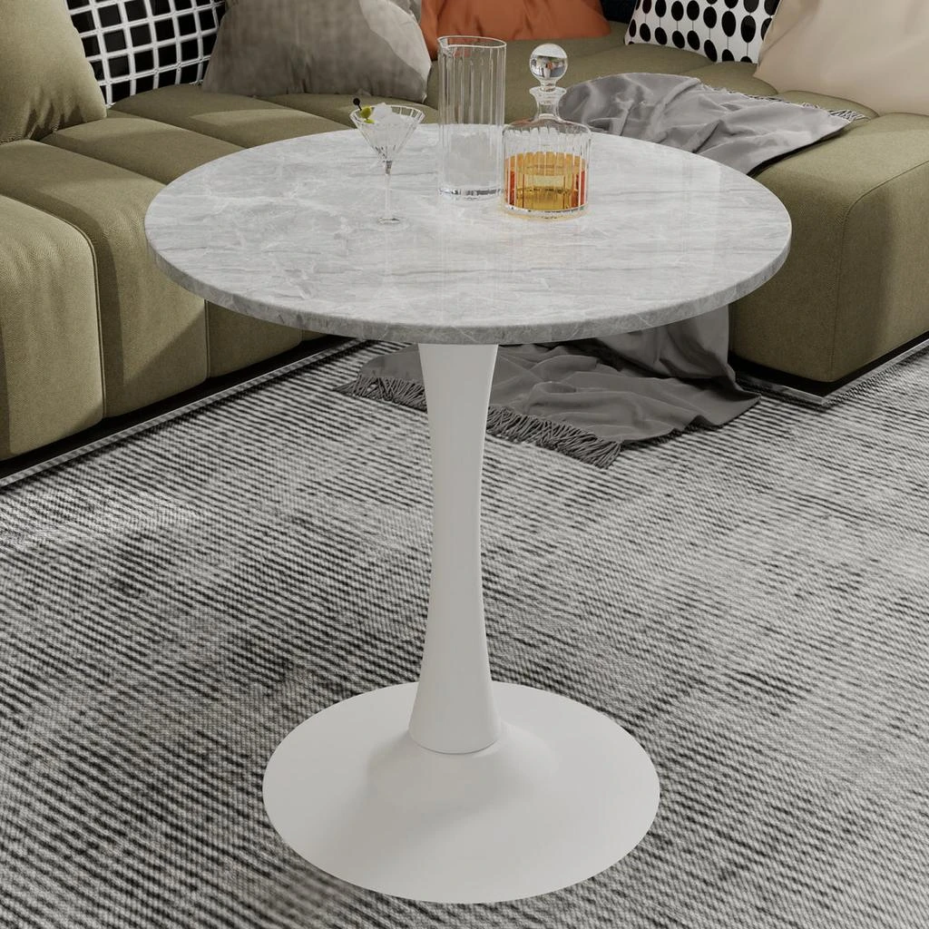 Streamdale Furniture Streamdale White Mid-Century Modern Marble Coffee/Dining Table (2-4 People)