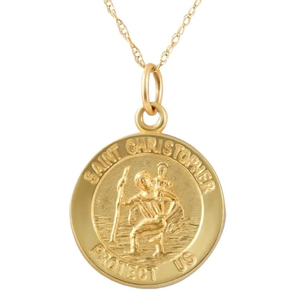 Pompeii3 14k Yellow Gold St. Joseph Medal Pendant .5" Tall 1.5 Grams
