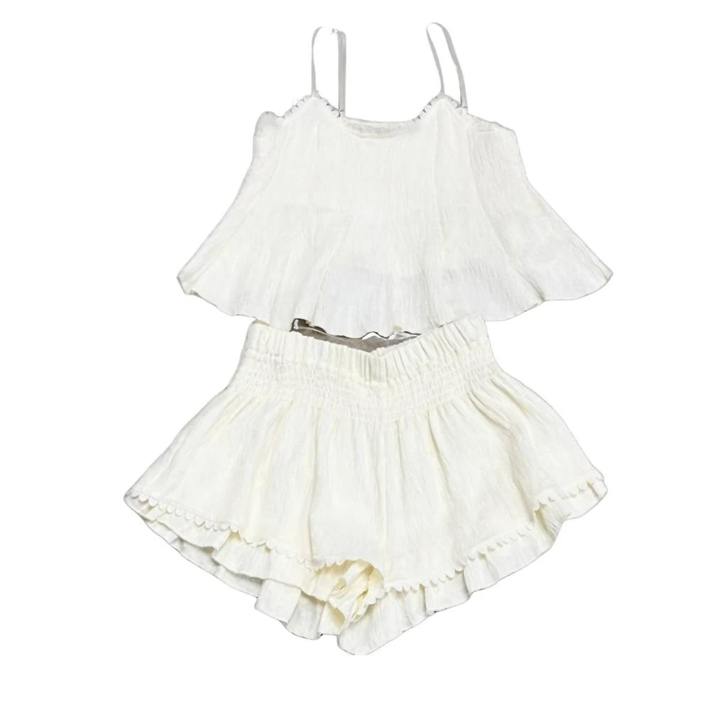 umgee Umgee - Women
s Sleeveless Spaghetti Strap Top 
Ruffle Scalloped Shorts