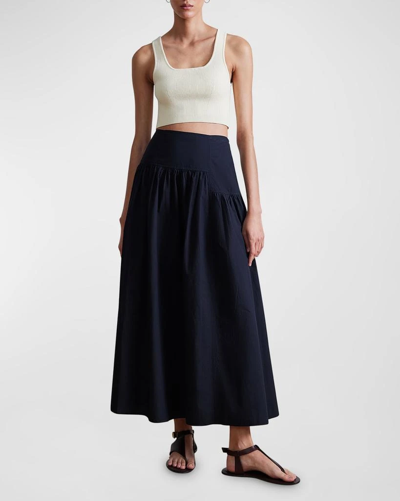 Apiece Apart Nora Asymmetric Ruched Poplin Maxi Skirt 2