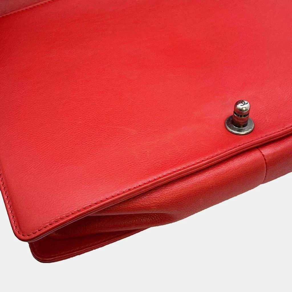 Chanel Chanel Red Leather Large Boy Shoulder Bag 9