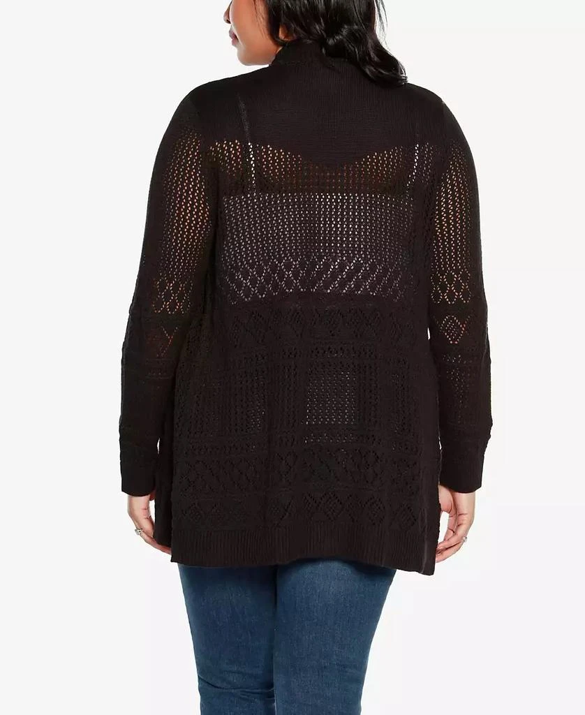 Belldini Plus Size Pointelle Open Cardigan Sweater 2