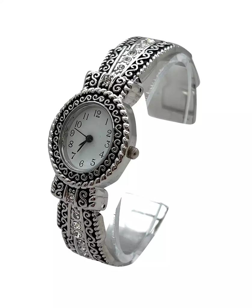 Olivia Pratt Silver New Elegant Textured Bangle Women Watch