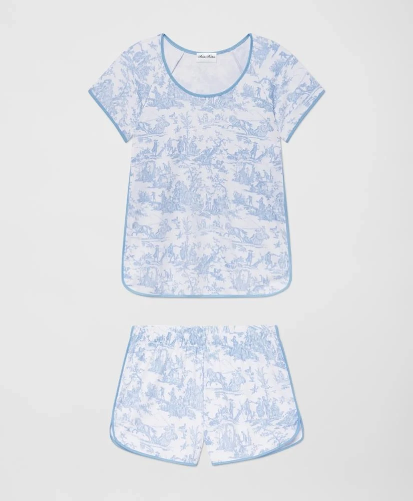 Brooks Brothers Brooks Brothers X LAKE Women's Shorts Pajamas Set in Classic Blue Toile 1