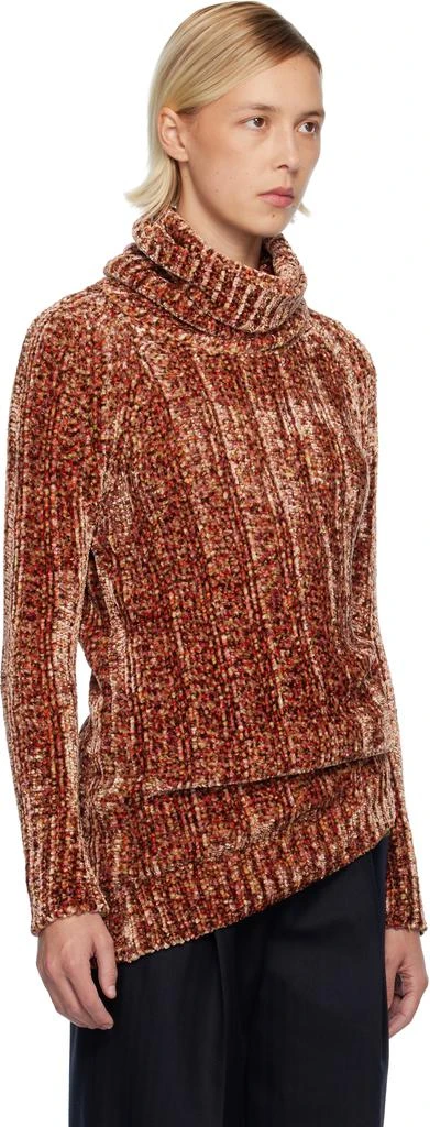 Dries Van Noten Pink 
Brown Long Viscose Turtleneck 2
