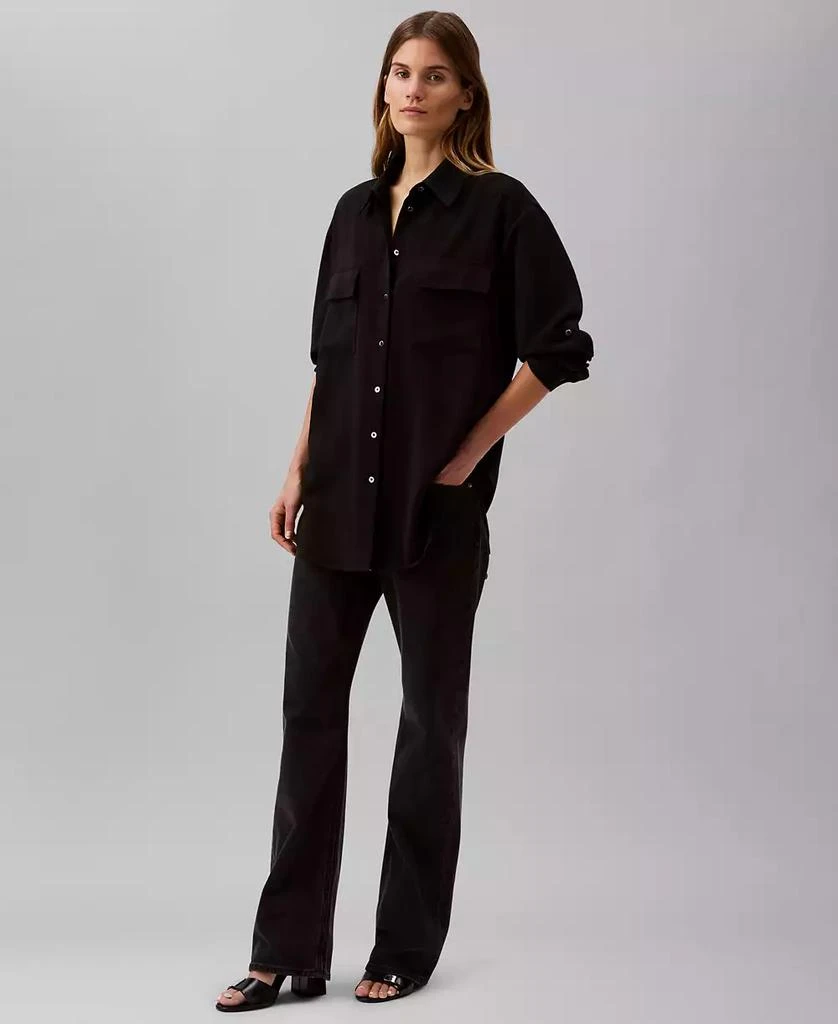 Calvin Klein Women's Crepe Relaxed Button-Front Shirt 3