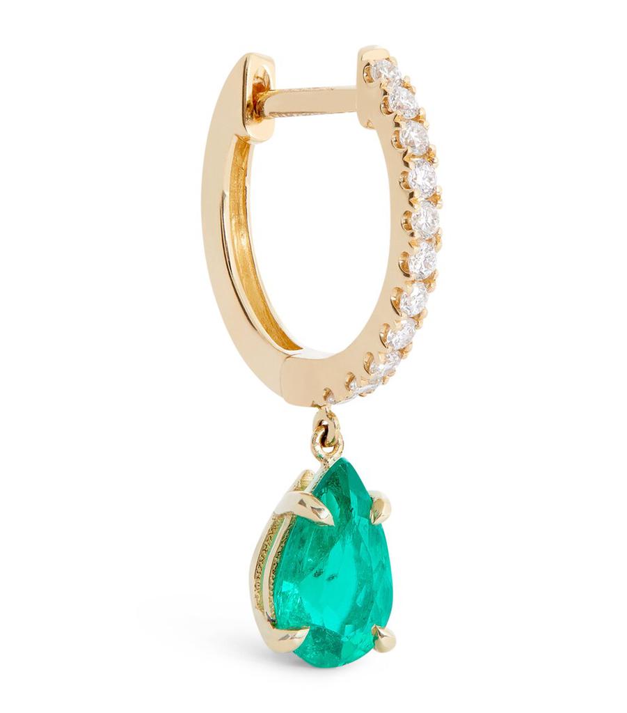 Anita Ko Yellow Gold, Diamond and Emerald Single Huggie Earring