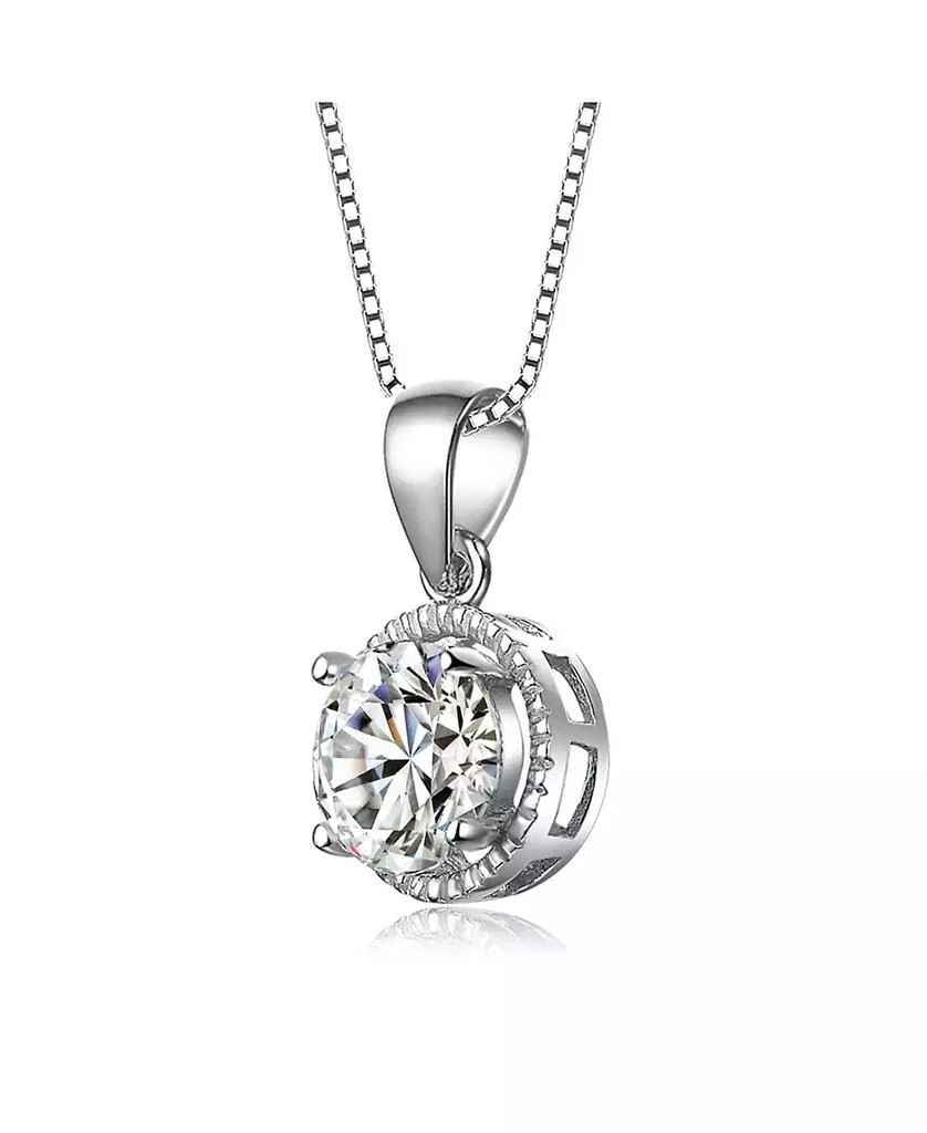 Genevive Sterling Silver White Gold Plated Cubic Zirconia Round Stud Style Necklace 3