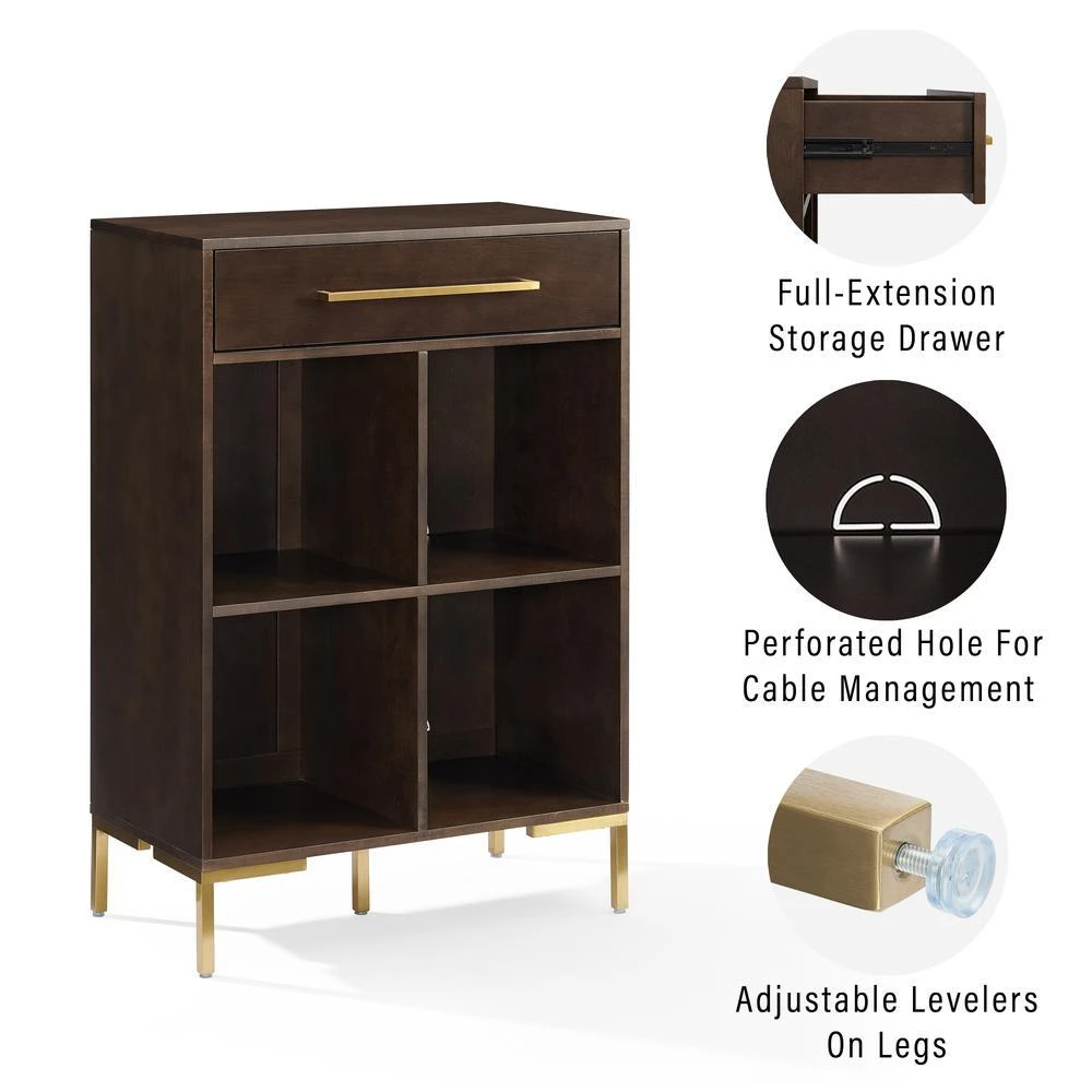 Crosley Juno Record Storage Cube Bookcase Dark Brown 4