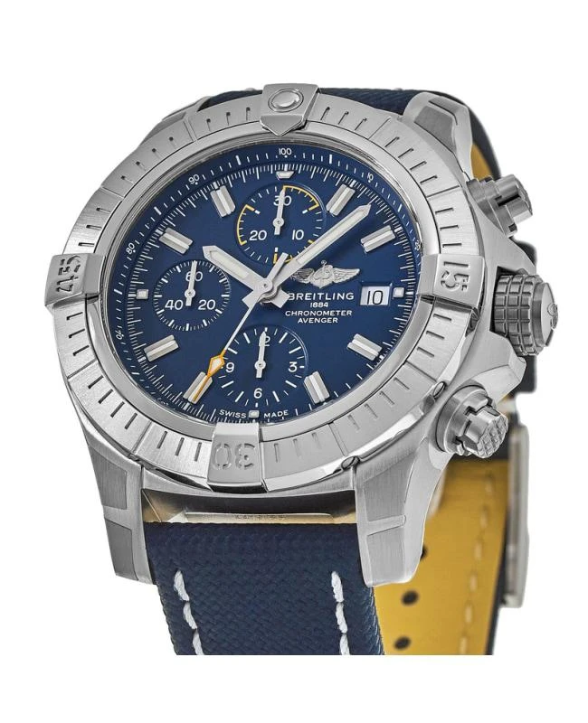 BREITLING Breitling Avenger Chronograph 45 Automatic Blue Dial Leather Strap Men's Watch A13317101C1X1 2