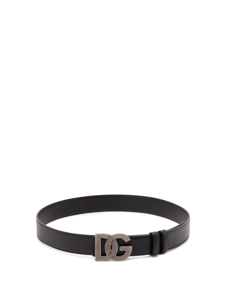 Shop Dolce & Gabbana DG Logo Plaque Buckle Belt on Sale at  display picture 2