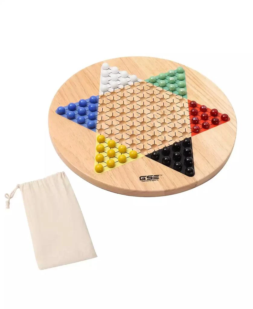 GSE Games 
Sports Expert 15" Jumbo Oak Wood Chinese Checkers Board Game Set with Colorful Glass Marbles, Classic Board Game