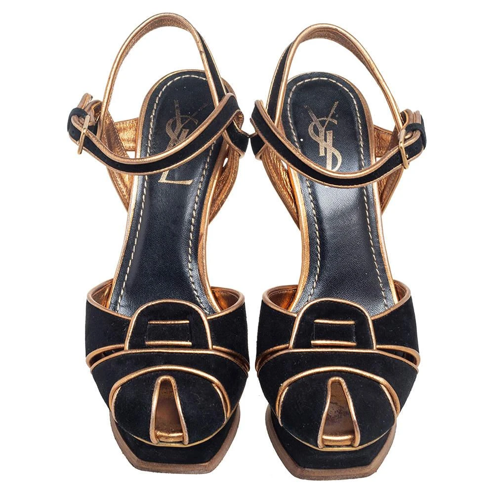 Yves Saint Laurent Saint Laurent  Black Suede Leather Platform Ankle Strap Sandals Size 36 3