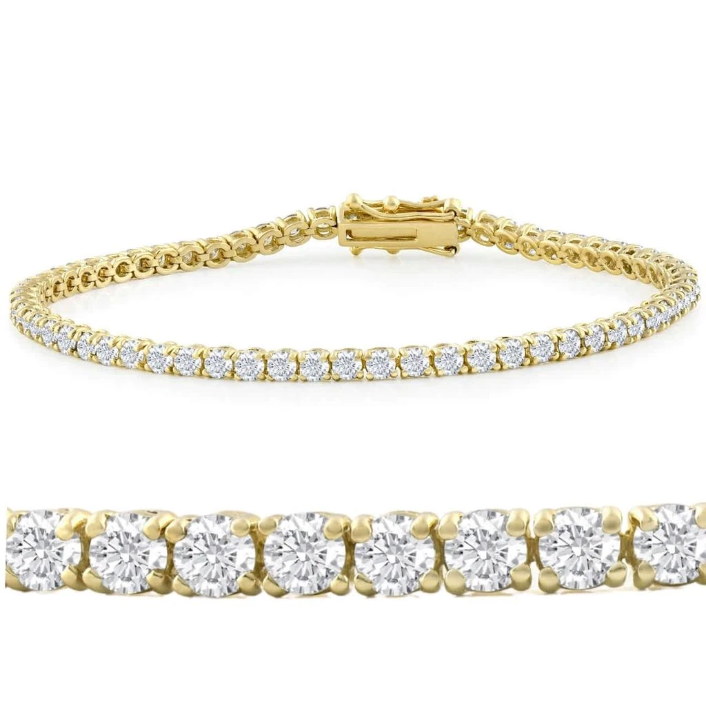 Pompeii3 14k White, Rose, or Yellow Gold Round Diamond Tennis Bracelet 5cttw 7" Women
s