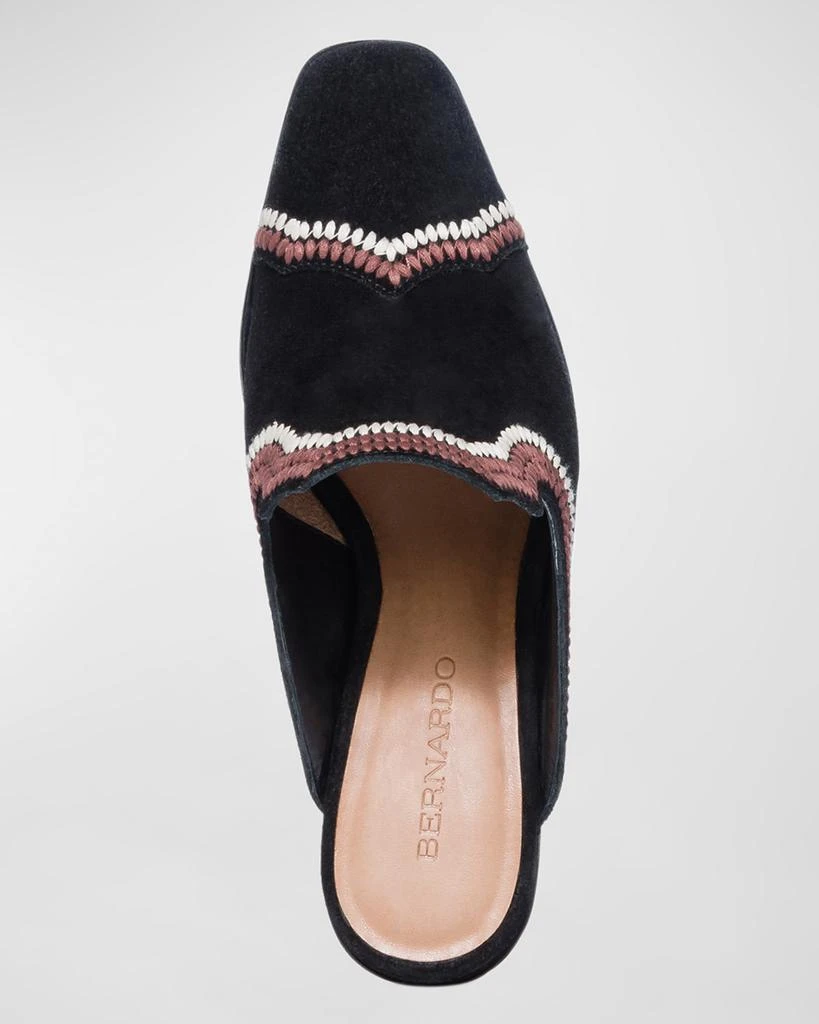 Bernardo Brooklyn Embroidered Suede Loafer Mules 4