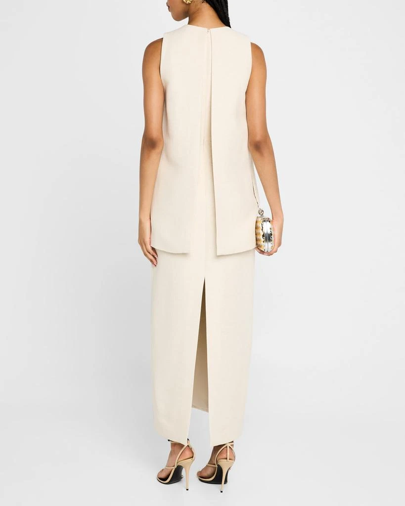Brandon Maxwell Astrid Split-Front Tiered Tea-Length Dress 3