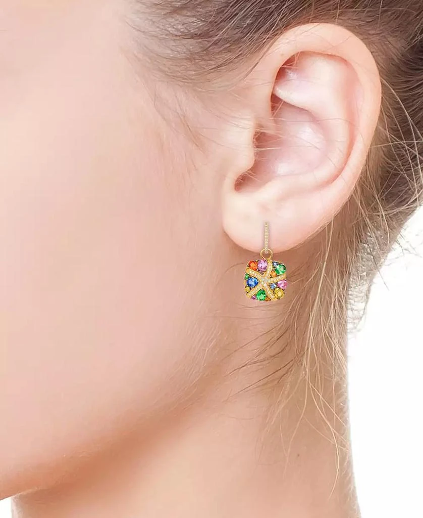 Effy EFFY® Multicolor Sapphire (3-1/3 ct. t.w.) and Diamond (1/4 ct. t.w.) Starfish Earrings in 14k Gold, Created for Macy's 2
