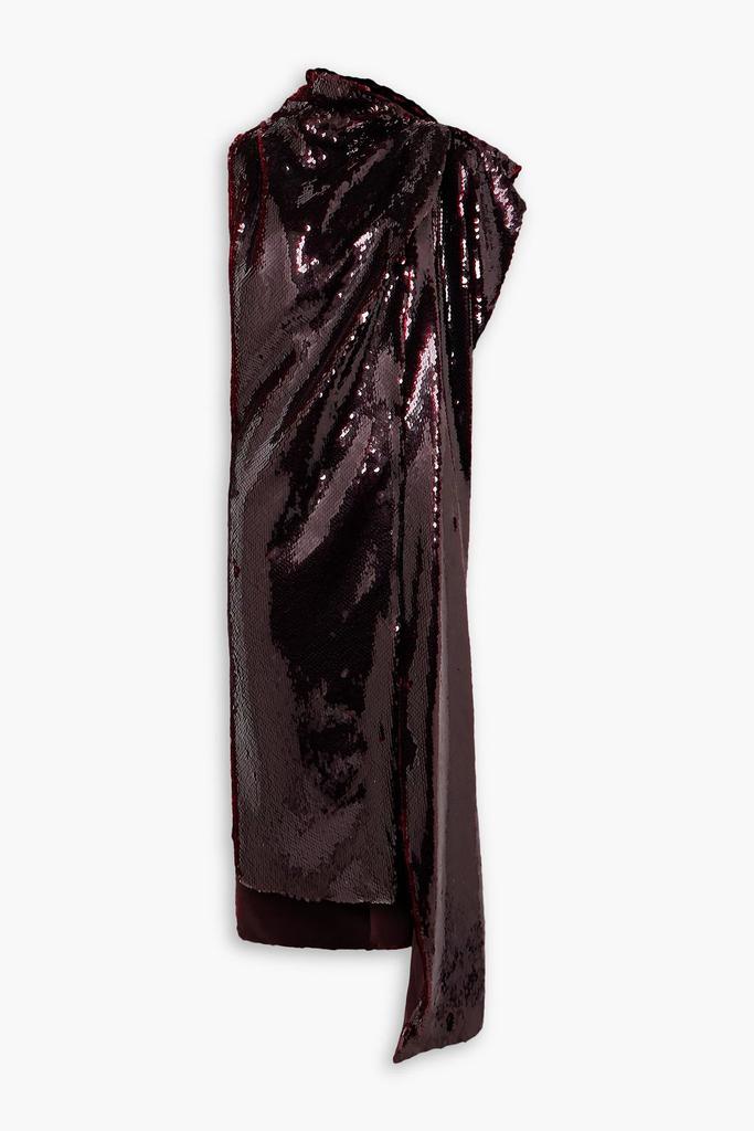 A.W.A.K.E. Mode Asymmetric draped sequined satin dress