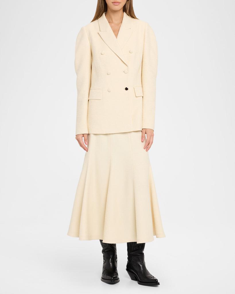 Gabriela Hearst Sedna Puff-Sleeve Double-Breasted Silk Blazer