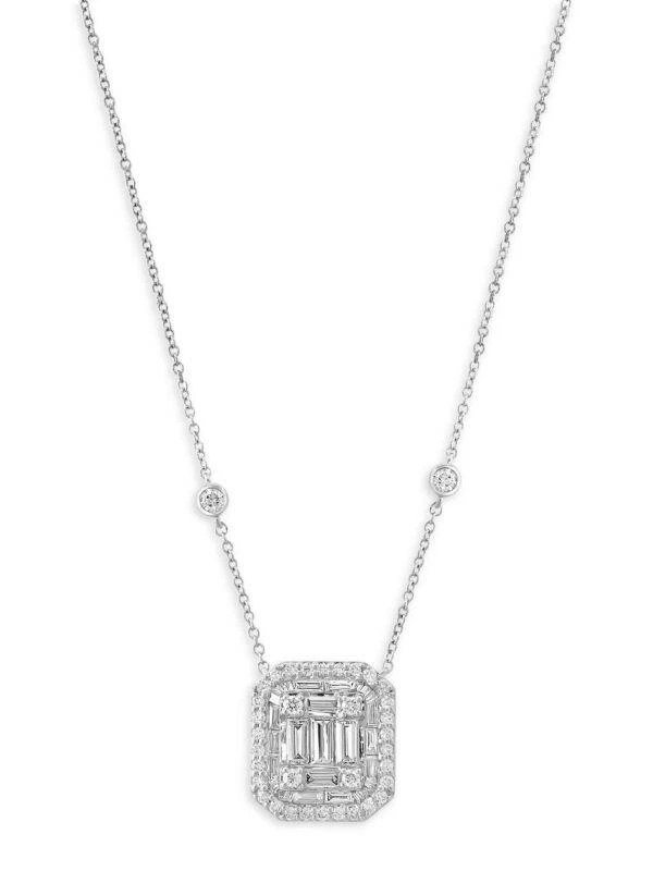 14K White Gold & 1.48 TCW Lab Grown Diamond Pendant Necklace