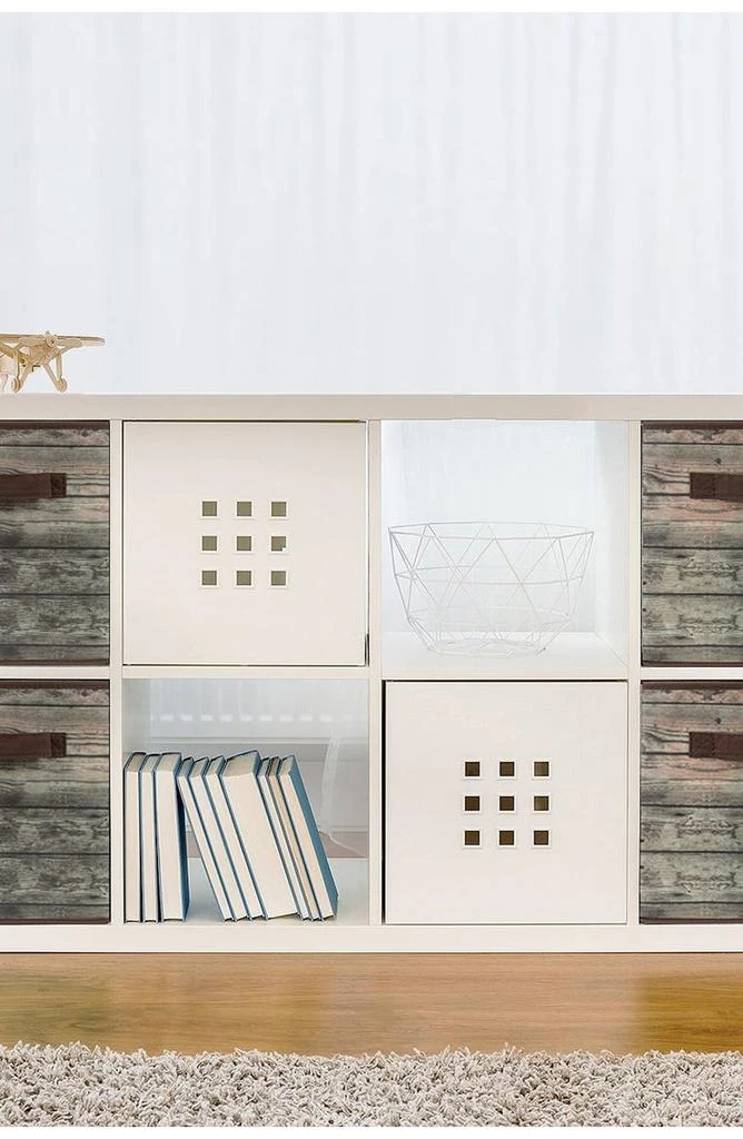 SORBUS Brown Storage Cube Wood Basket Bin - Set of 4 3