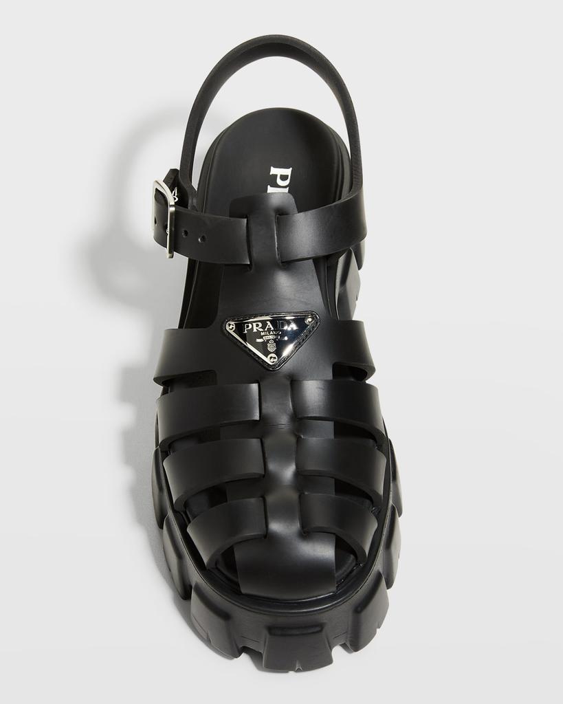 PRADA＊Rubber fisherman sandalフィッシャーマンサンダル＊送込 AUTH Prada Rubber Logo Chunky-Sole Fisherman Sandals Size 11