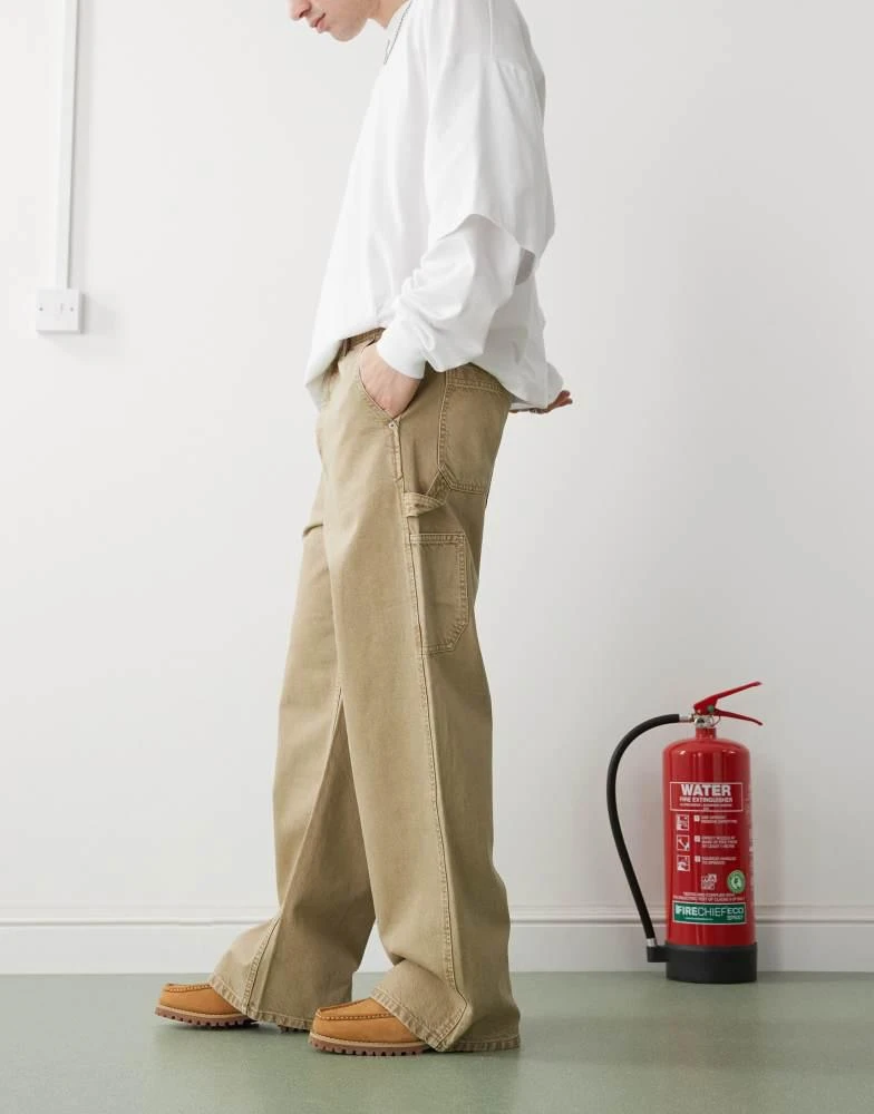 PacSun Pacsun wide leg relaxed jeans in khaki sand 2