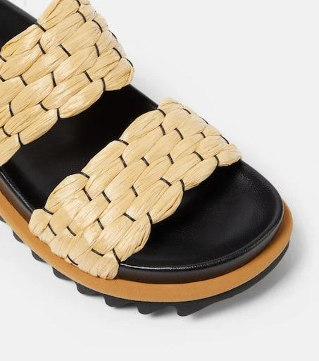 Dries Van Noten Woven and raffia and leather slides 6
