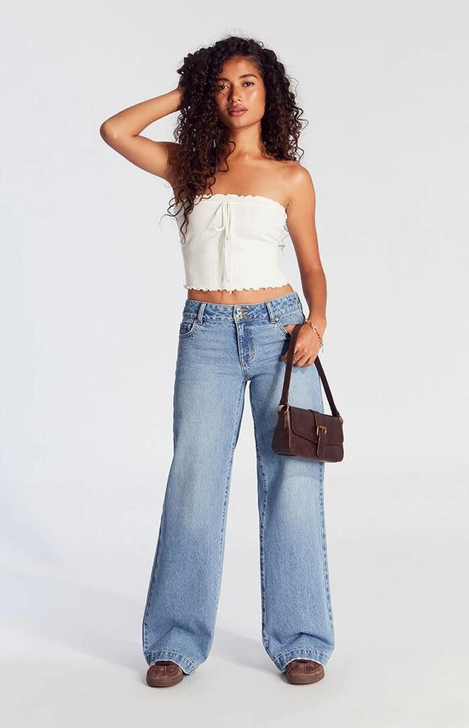 PacSun Casey Double Button Low Rise Baggy Jeans Medium Indigo 6