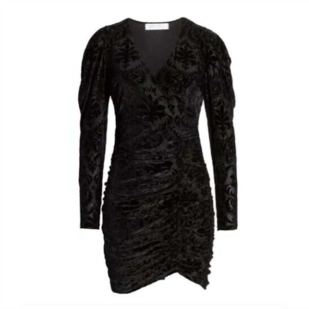 ALL IN FAVOR All In Favor - Long Sleeve Velvet Burnout Bodycon Ruched Dress 4