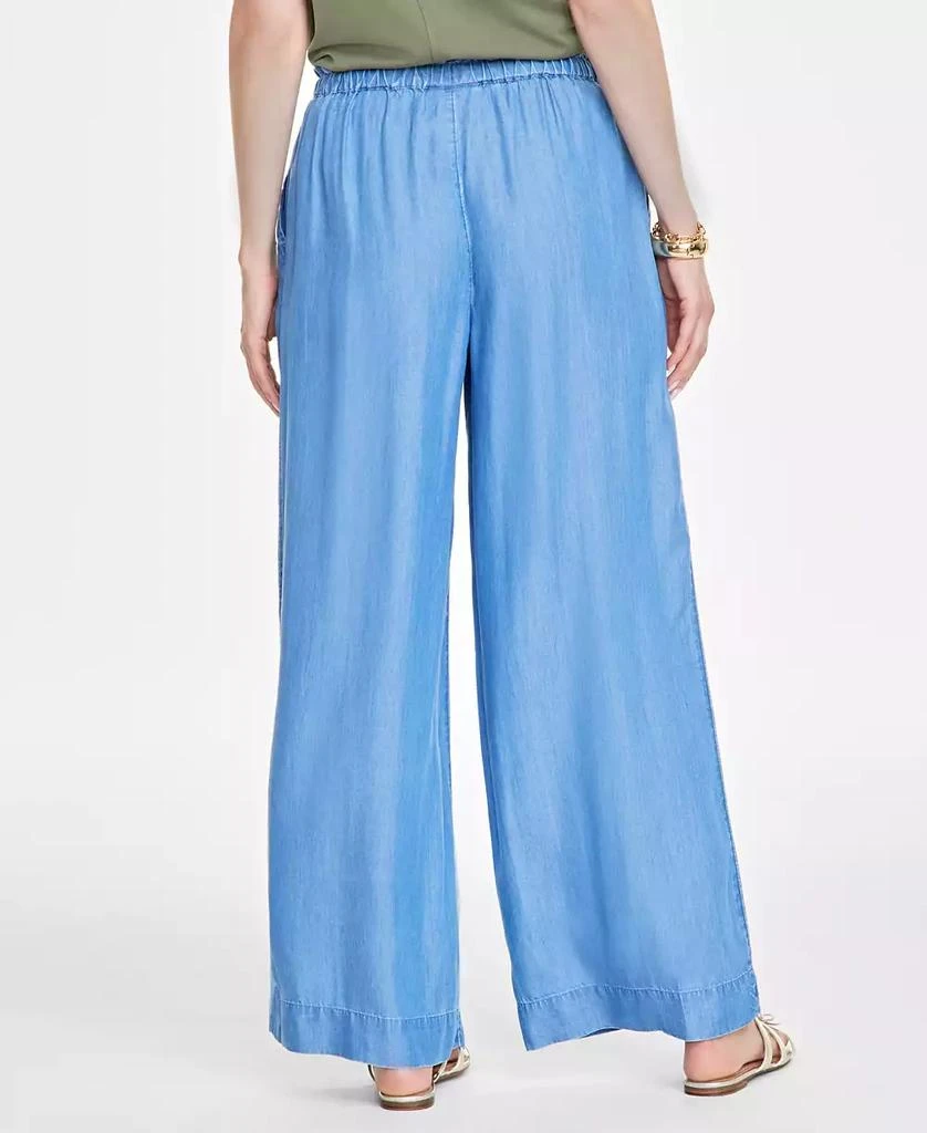 On 34th Women's Chambray Drawstring Wide-Leg Pants, Created for Macy's 4