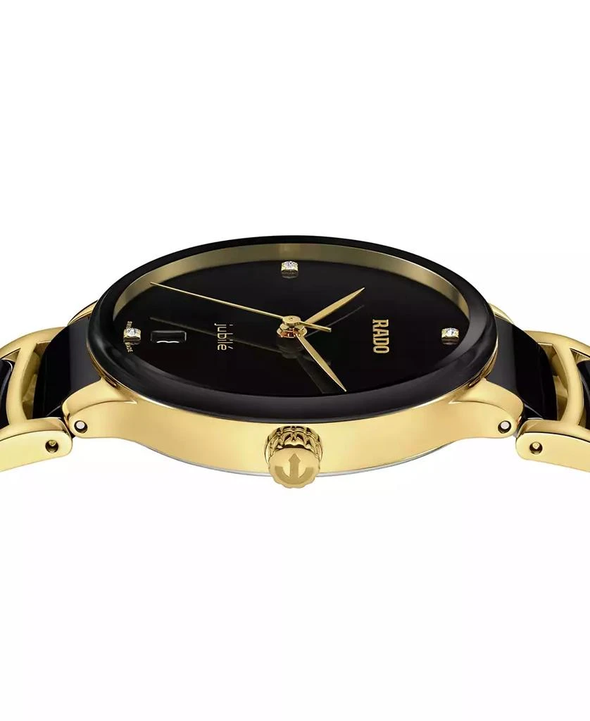 Rado Women's Swiss Centrix Diamond Accent Black Ceramic & Gold PVD Stainless Steel Bracelet Watch 35mm 3