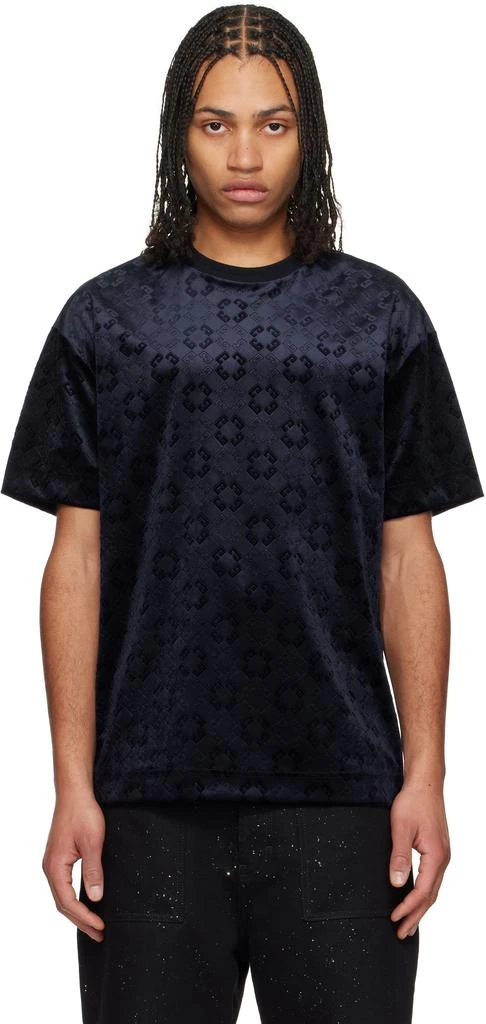 Givenchy Navy Monogram 72 Velvet T-shirt 1