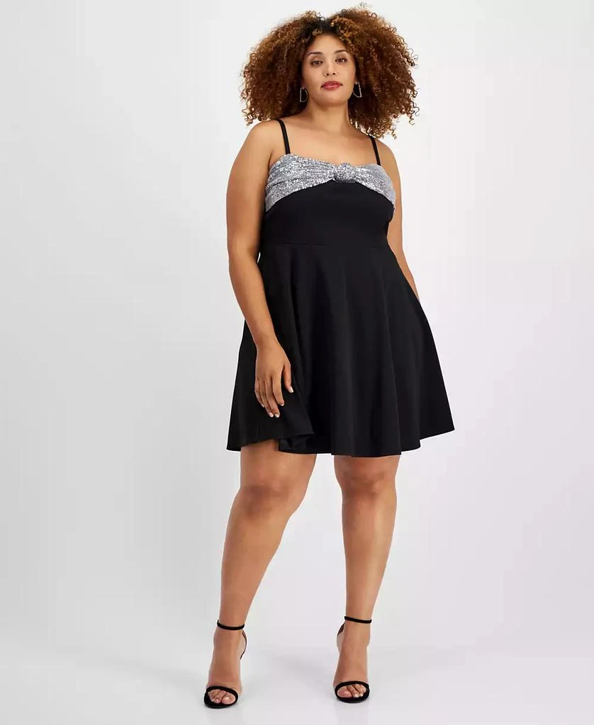 Shop Trendy Plus Size Sequined Knot-Front Fit & Flare Dress on Sale at  BeyondStyle  Get 67% Off Trendy Plus Size Sequined Knot-Front Fit & Flare  Dress with Limited-Time Flash Deals, Exclusive