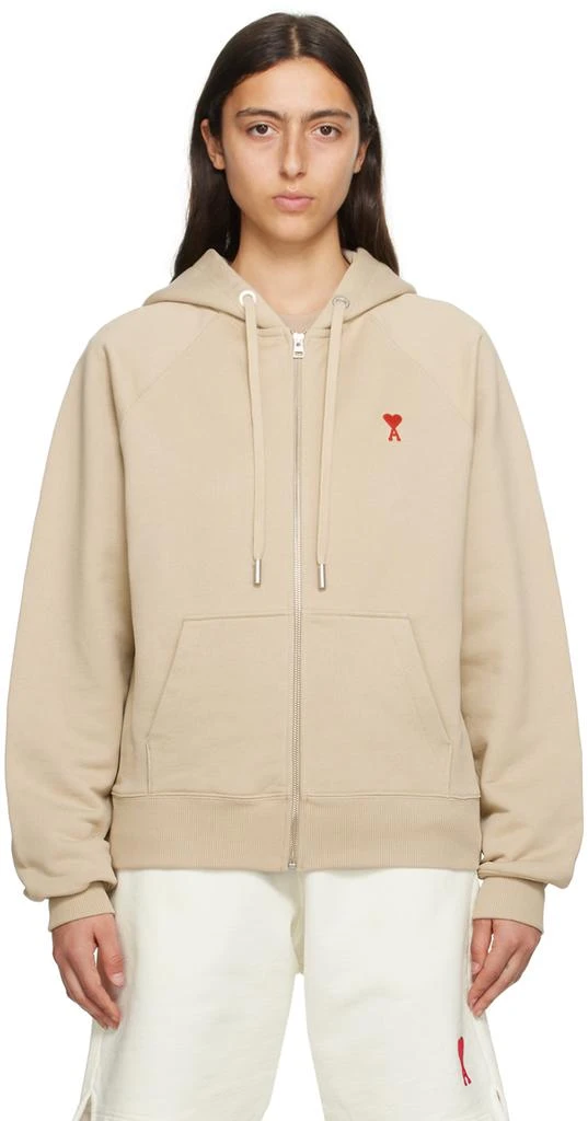 AMI Beige Ami de Cœur Hoodie 1