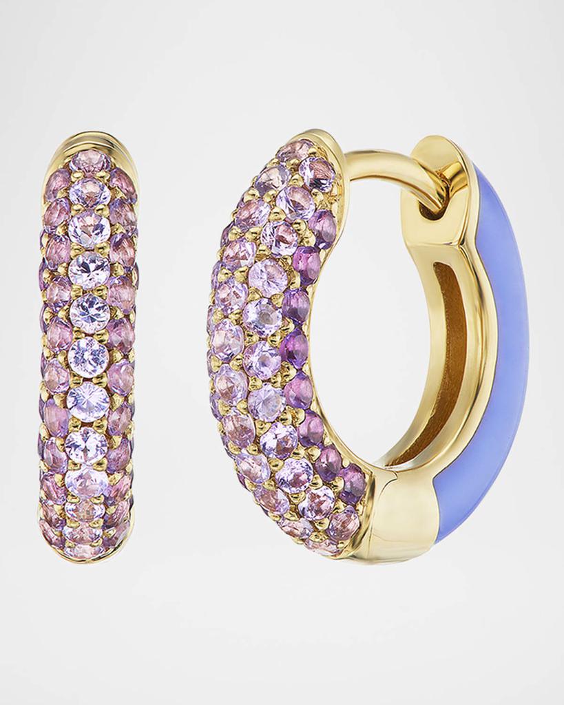 Emily P. Wheeler Baby Duo 18K Yellow Gold and Violet Enamel Earrings with Ombre Stones
